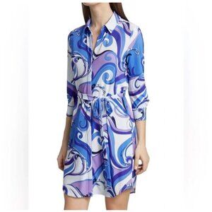 L'AGENCE  Womens Sz XS Addison Print Shirt Dress in Provence Blue/Lavender